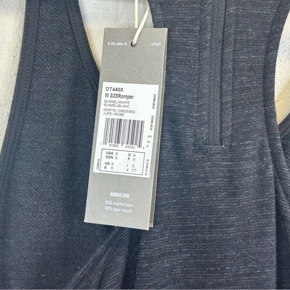 Adidas Charcoal women’s S sleeveless romper NWT activewear sports gym Athleisure - Picture 13 of 13